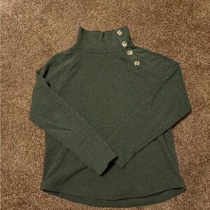 J. Crew Olive Green Mock Neck Button-Detail Sweater